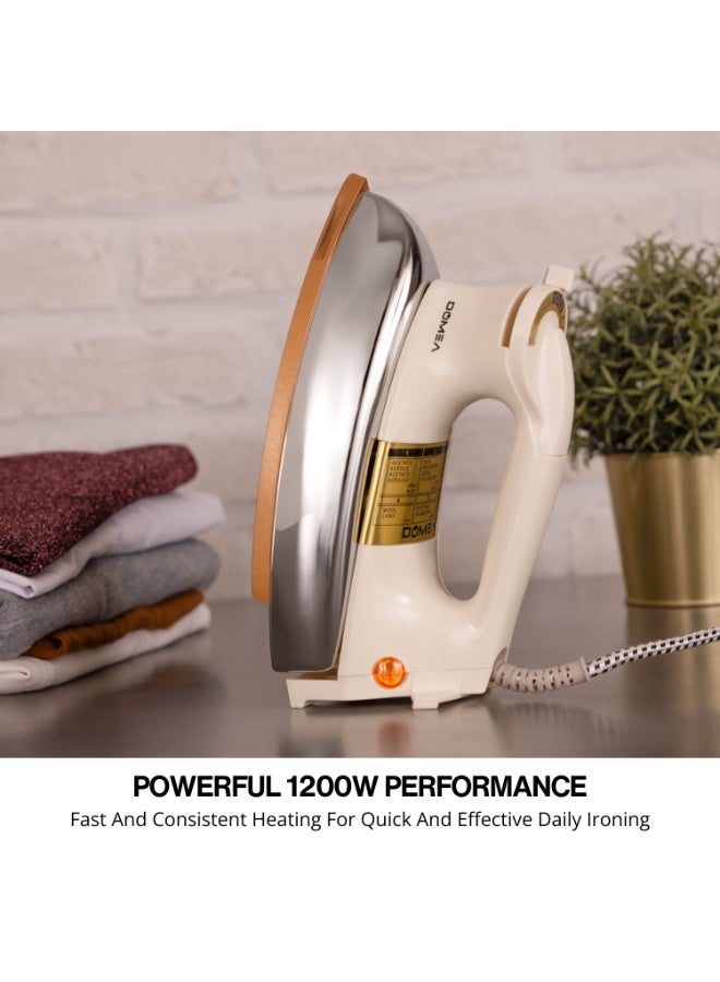 DOMEA مكواة جافة كهربائية، وزن ثقيل 1.9 كجم، طلاء سيراميك، قطع تلقائي للحرارة، مناسبة لجميع أنواع الملابس | 1200 واط ضمان 7 سنوات - Image 2